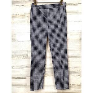 Talbots Womens 4 Navy Blue White Mosaic Chatham Ankle Pants Preppy Casual